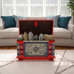 vidaXL Kistor & Koffertar>Förvaringskista mangoträ röd 80x40x45 cm