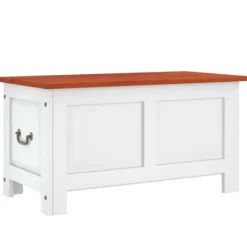 vidaXL Kistor & Koffertar>Förvaringskista med lock brun och vit massivt akaciaträ