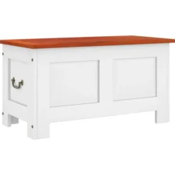 vidaXL Kistor & Koffertar>Förvaringskista med lock brun och vit massivt akaciaträ