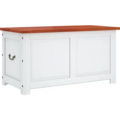 vidaXL Kistor & Koffertar>Förvaringskista med lock brun och vit massivt akaciaträ