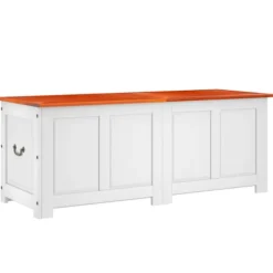 vidaXL Kistor & Koffertar>Förvaringskista med lock brun och vit massivt akaciaträ