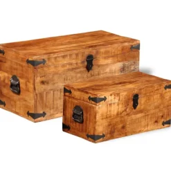 vidaXL Kistor & Koffertar>Förvaringskista set 2 st robust mangoträ