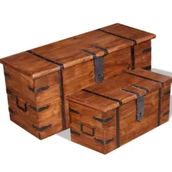 vidaXL Kistor & Koffertar>Förvaringskistor 2 delar massivt trä