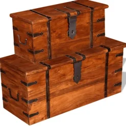 vidaXL Kistor & Koffertar>Förvaringskistor 2 delar massivt trä