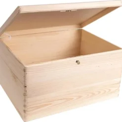 CREATIVE DECO Kistor & Koffertar>Förvaringslåda - - - 40 x 30 x 24 cm - Med lås och nyckel - Naturträ