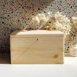 CREATIVE DECO Kistor & Koffertar>Förvaringslåda - - - 40 x 30 x 24 cm - Med lås och nyckel - Naturträ