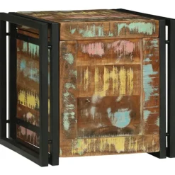 vidaXL Sittpuffar>Förvaringslåda Brun och svart 40 x 40 x 40 cm Massivt Akaciaträ