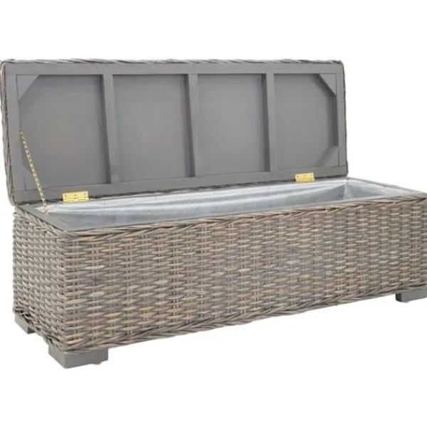 vidaXL Kistor & Koffertar>Förvaringslåda grå 110 cm kuburotting och massivt mahognyträ