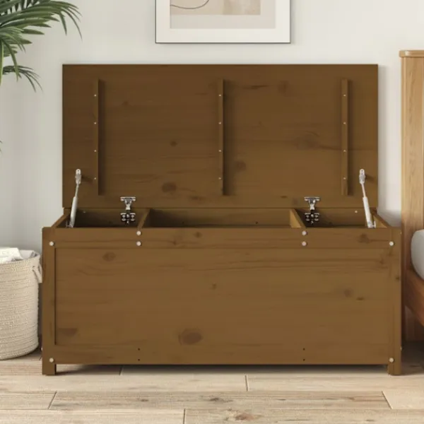 vidaXL Kistor & Koffertar>Förvaringslåda honungsbrun 110x50x45,5 cm massiv furu
