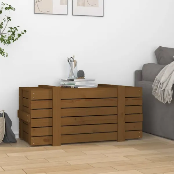 vidaXL Kistor & Koffertar>Förvaringslåda honungsbrun 91x40,5x42 cm massiv furu