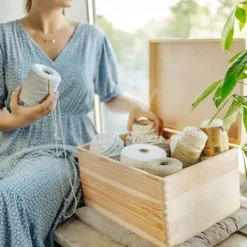 CREATIVE DECO Kistor & Koffertar>Förvaringslåda i trä - - 40x30x24cm - Oslipad - Naturlig - Blandad