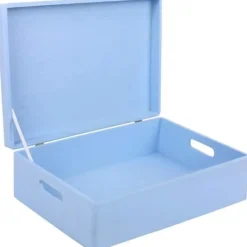 CREATIVE DECO Kistor & Koffertar>Förvaringslåda i trä för att dekorera - - XL - 40 x 30 x 14 cm - med lock och handtag