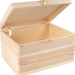 CREATIVE DECO Kistor & Koffertar>Förvaringslåda i trä med lås 40x30x24cm | RAW | Kreativ Deco