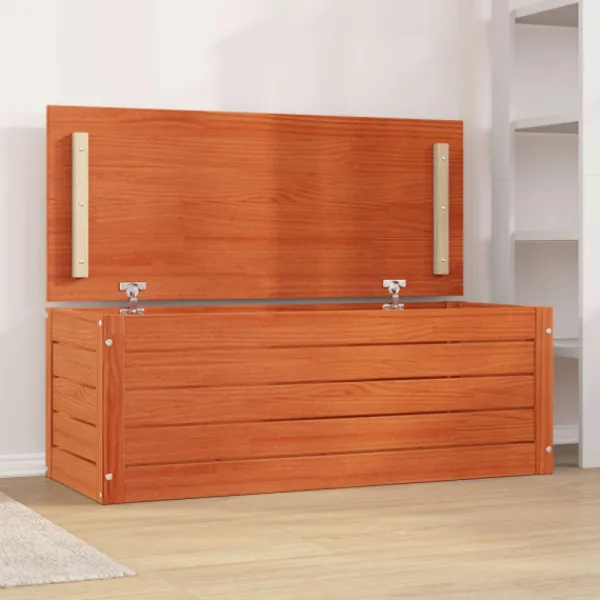 vidaXL Kistor & Koffertar>Förvaringslåda med dörr Vaxbrun 109 x 36,5 x 33 cm Massiv furu