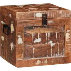 vidaXL Kistor & Koffertar>Förvaringslåda med lagring med dörr Brun Massivt mangoträ