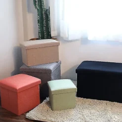 Sittpuffar>Förvaringslåda med stark bärighet, hopfällbar tyg, mångsidig förvaringsfåtölj, kubformad sittplats för hemmet Qinhai 38cm