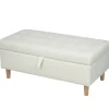 Northio Sittpuffar>Förvaringsottoman med mjukt tyg, träben, krämvit