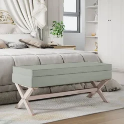 vidaXL Pallar>Förvaringspall ljusgrå 110x45x49 cm sammet