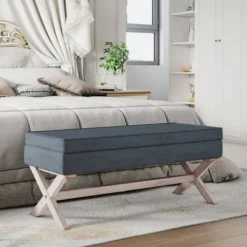 vidaXL Pallar>Förvaringspall mörkgrå 110x45x49 cm sammet