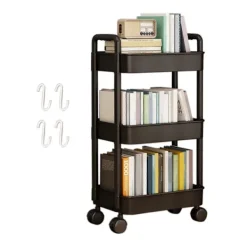 Hyllor>Förvaringsställ 4-vånings Rullvagn med Hjul Robust Konstruktion Stor Kapacitet Stark Bärförmåga Mobil Rackvagn Bokhylla Jikaix-FA-