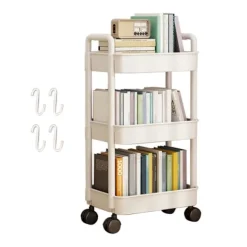 Hyllor>Förvaringsställ 4-vånings Rullvagn med Hjul Robust Konstruktion Stor Kapacitet Stark Bärförmåga Mobil Rackvagn Bokhylla Jikaix