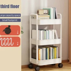 Hyllor>Förvaringsställ 4-vånings Rullvagn med Hjul Robust Konstruktion Stor Kapacitet Stark Bärförmåga Mobil Rackvagn Bokhylla Jikaix