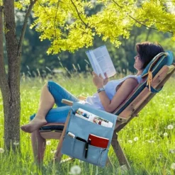 Soffor>Fåtölj armstöd organizer fjärrkontrollhållare soffarmstöd caddy med 5 fickor armstöd hängande förvaringsväska för tidningar böcker glasögon blå