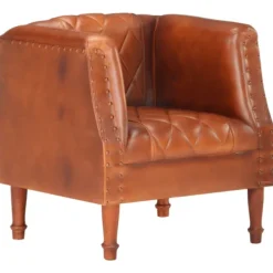 vidaXL Fåtöljer>Fåtölj brun äkta getskinn