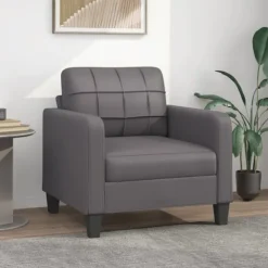 vidaXL Fåtöljer>Fåtölj Grå 60 cm konstläder