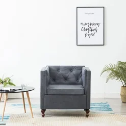 vidaXL Fåtöljer>Fåtölj grå tyg