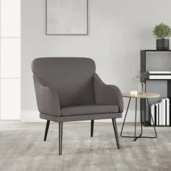 vidaXL Fåtöljer>Fåtölj grå 63x76x80 cm konstläder