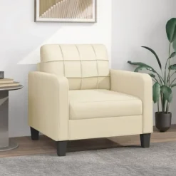 vidaXL Fåtöljer>Fåtölj Gräddvit 60 cm konstläder