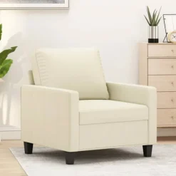 vidaXL Fåtöljer>Fåtölj Gräddvit 60 cm konstläder