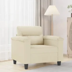 vidaXL Fåtöljer>Fåtölj Gräddvit 60 cm konstläder