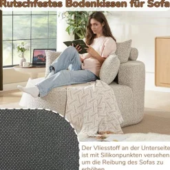 Fåtöljer>Fåtölj i skum och chenille, khaki, för en person, ingen montering krävs, modern och mjuk loungestol för vardagsrum, sovrum, lounge och showroom | Fyndiq