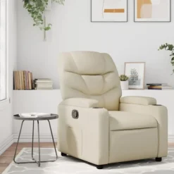 vidaXL Fåtöljer>Fåtölj krämfärgad konstläder