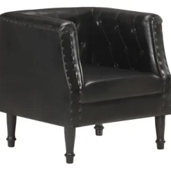 vidaXL Fåtöljer>Fåtölj äkta läder svart