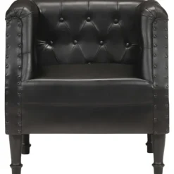 vidaXL Fåtöljer>Fåtölj äkta läder svart