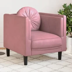 vidaXL Fåtöljer>Fåtölj med dyna rosa sammet