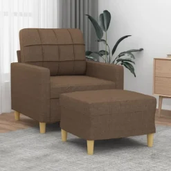 vidaXL Fåtöljer>Fåtölj med fotpall Brun 60 cm tyg
