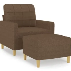 vidaXL Fåtöljer>Fåtölj med fotpall Brun 60 cm tyg