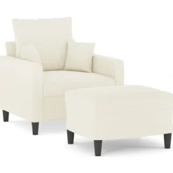 vidaXL Fåtöljer>Fåtölj med fotpall Gräddvit 60 cm sammet