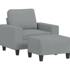 vidaXL Fåtöljer>Fåtölj med fotpall ljusgrå 60 cm tyg