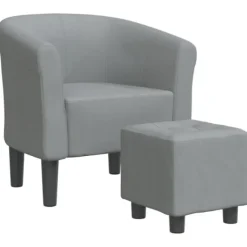 vidaXL Fåtöljer>Fåtölj med fotpall ljusgrå tyg