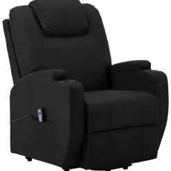 vidaXL Fåtöljer>Fåtölj med uppresningshjälp svart konstläder