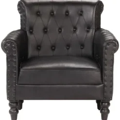 vidaXL Fåtöljer>Fåtölj svart äkta getskinn