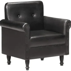 vidaXL Fåtöljer>Fåtölj svart äkta läder
