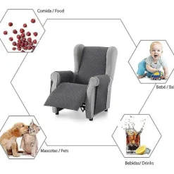 Fåtöljer>Fåtöljöverdrag, Vadderat Skydd 1-sits. Vändbart Quiltat Överdrag. Färg Grå-55*196cm[co]