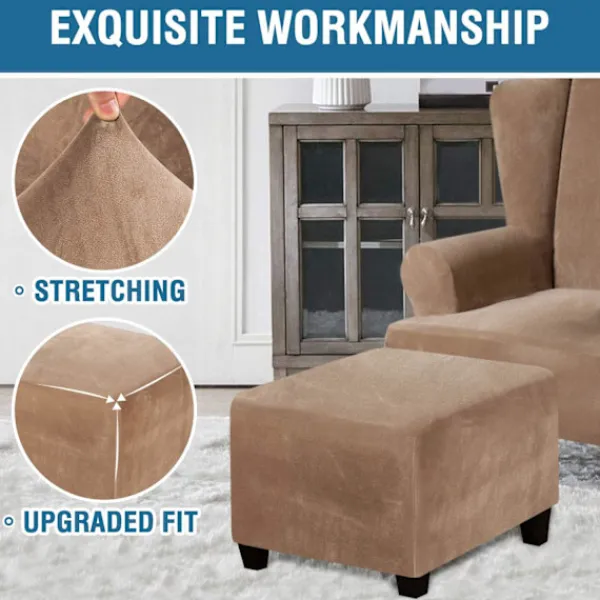 ATELA Pallar>Fyrkantiga fotpallsöverdrag Fyrkantiga cover Förvaringspall Skyddsöverdrag Stretchfotpallsöverdrag med elastisk botten, äkta sammetsplyschtyg,