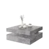 COFFEE Soffbord>Fyrkantigt vridbart soffbord - Spånskiva - Ljusgrå betongdekor - Klassisk - L 78 x D 78 x H 35,4 cm - KAFFE